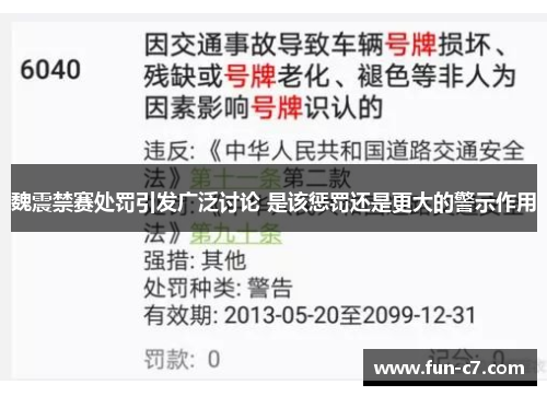 魏震禁赛处罚引发广泛讨论 是该惩罚还是更大的警示作用