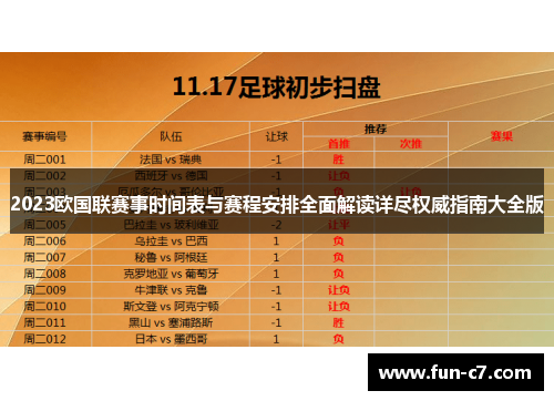 2023欧国联赛事时间表与赛程安排全面解读详尽权威指南大全版 2023欧国联赛事时间表与赛程安排全面解读详尽权威指南大全版